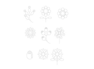 flowers, vector linear illustration on a white background