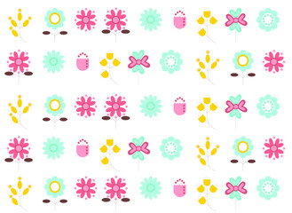 colored flowers, vector illustration on a white background