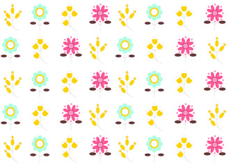colored flowers, vector illustration on a white background
