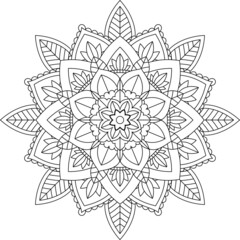 Easy Mandala coloring book simple and basic for beginners, seniors and children. Set of Mehndi flower pattern for Henna drawing and tattoo. Decoration in ethnic oriental, Indian style.