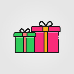 Gift boxes icon in flat design style. Christmas gift concept.