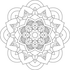 Easy Mandala coloring book simple and basic for beginners, seniors and children. Set of Mehndi flower pattern for Henna drawing and tattoo. Decoration in ethnic oriental, Indian style.