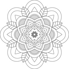 Easy Mandala coloring book simple and basic for beginners, seniors and children. Set of Mehndi flower pattern for Henna drawing and tattoo. Decoration in ethnic oriental, Indian style.