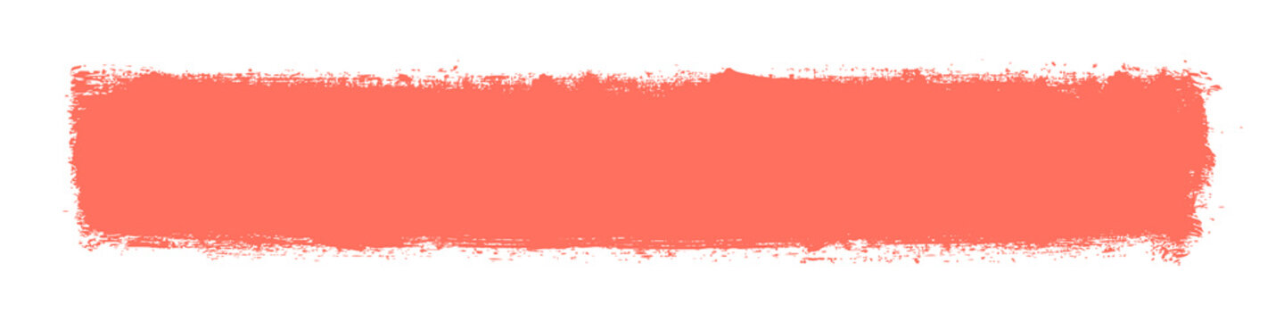 Coral strip paint .Red stripe on white background.Roller brushes with colors paint for text . Banner - Vector.	