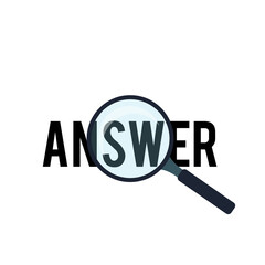 An image of a magnifying glass and the word answer