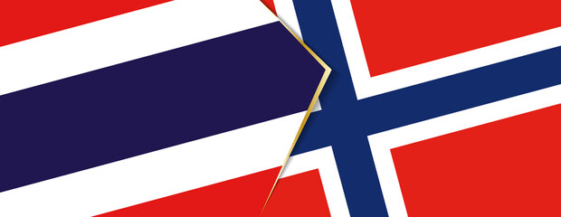 Thailand and Norway flags, two vector flags.