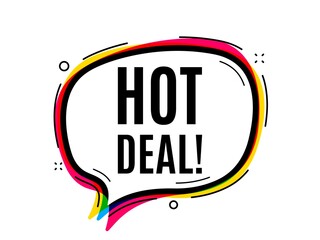 Hot deal. Speech bubble vector banner. Special offer price sign. Advertising discounts symbol. Thought or dialogue speech balloon shape. Hot deal chat think bubble. Infographic cloud message. Vector