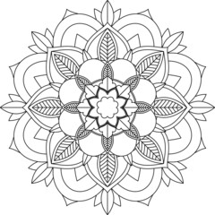 Easy Mandala coloring book simple and basic for beginners, seniors and children. Set of Mehndi flower pattern for Henna drawing and tattoo. Decoration in ethnic oriental, Indian style.