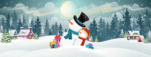Snowmen with gifts