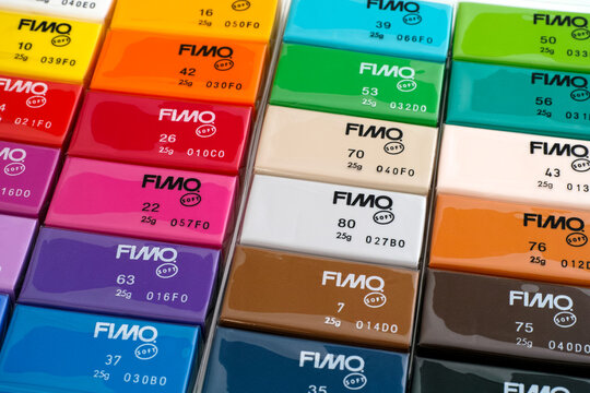 Tambov, Russian Federation - November 18, 2020 Colour Fimo Soft modelling clay blocks