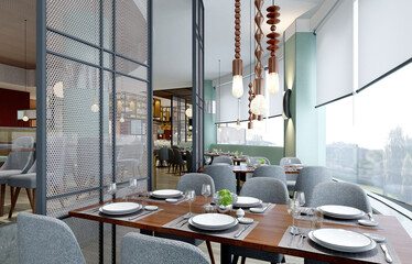 3d render of luxury decor restaaaaaaaaurant