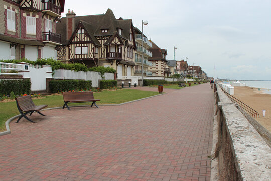 atlantic coast and residential buildings in cabourg in normandy (france)