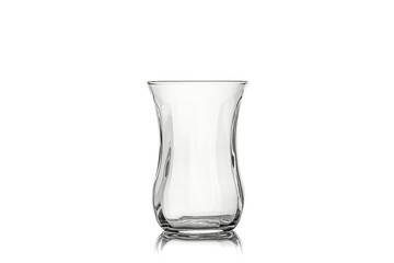 Empty glass for Turkish tea on white background