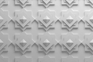 Pattern made with rotated squares and pyramids in white color