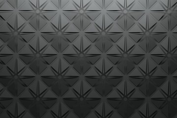 Black pattern with square pyramids and star shape inserts