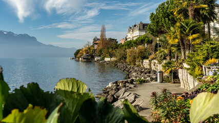 The flower quay in Montreux, Switzerland. 