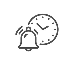 Alarm clock bell line icon. Time reminder sign. Notification clock symbol. Quality design element. Linear style alarm clock icon. Editable stroke. Vector