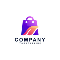 shopping bag gradient logo design
