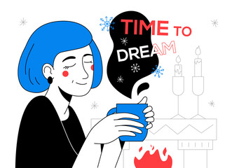 Time to dream - modern flat design style illustration