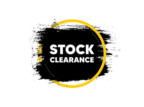 Stock clearance sale symbol. Paint brush stroke in circle frame. Special offer price sign. Advertising discounts symbol. Paint brush ink splash banner. Stock clearance badge shape. Vector