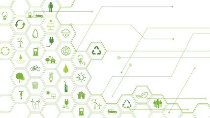 Green Business template and background for Sustainability concept with flat icons
