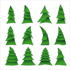 Trees. Collection of design elements. Icons set.