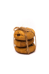 cookies with chocolate on white background
