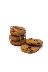 cookies with chocolate on white background
