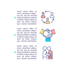 Depression support group concept icon with text. Help with treatment of mental problems. PPT page vector template. Brochure, magazine, booklet design element with linear illustrations