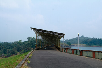 Fototapeta na wymiar Solar panels at Banasura Sagar dam, Wayanad, Kerala