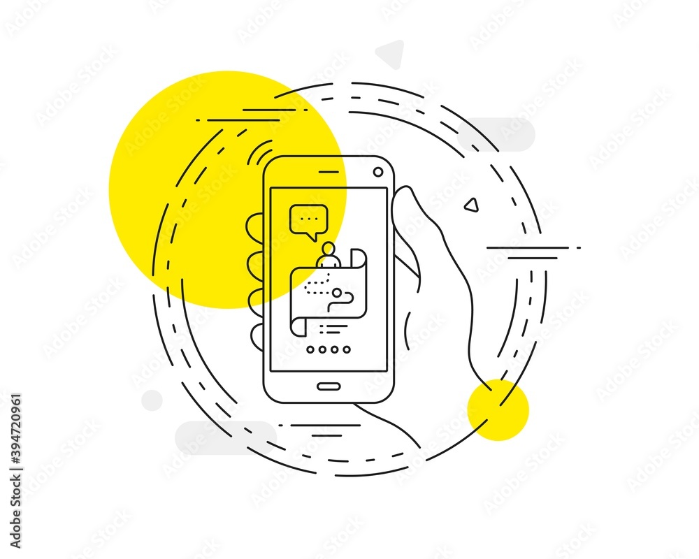 Poster journey path map line icon. mobile phone vector button. project process sign. journey path line icon