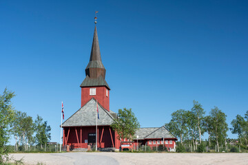 Fototapeta na wymiar Kautokeino church, Kautokeino, Finnmark, Norway.