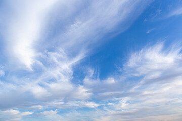 Fototapeta premium Clear blue sky with beautiful natural light white clouds