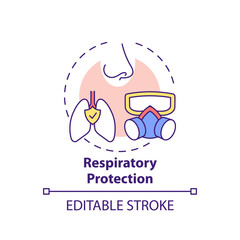 Respiratory protection concept icon. Top workplace safety violations. Prevent from air with harmful dusts idea thin line illustration. Vector isolated outline RGB color drawing. Editable stroke