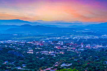 Nelspruit city at sunset twilight in Mpumalanga South Africa