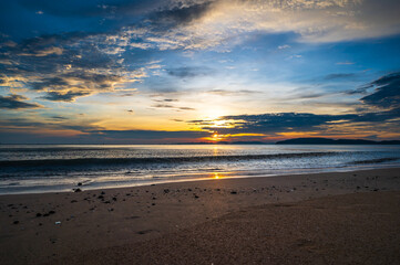 Beautiful scenery sunset time at Ao Nang beach, Krabi province, Thailand