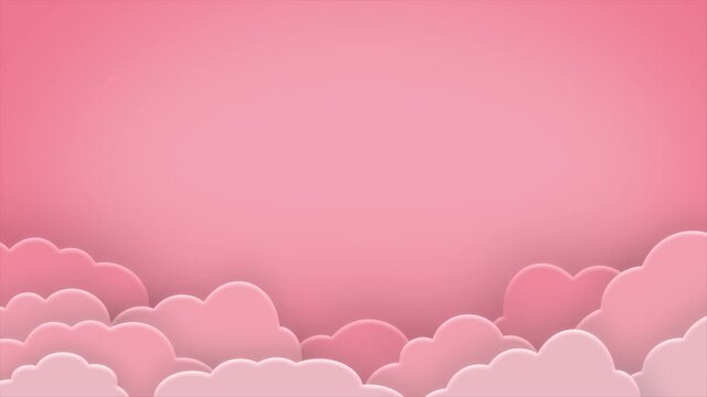 Loop video. Pink sky. 2D animation of pink clouds. Concept: valentine's day, mother's day, birthday, holiday
