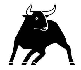 Ox black icon. symbol of 2021 new year. vector illustration
