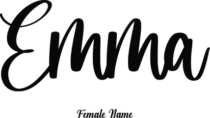 Emma-Female Name Cursive Calligraphy Phrase on White Background