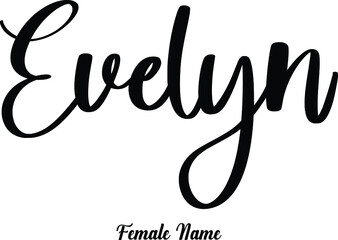 Evelyn-Female Name Cursive Calligraphy Phrase on White Background