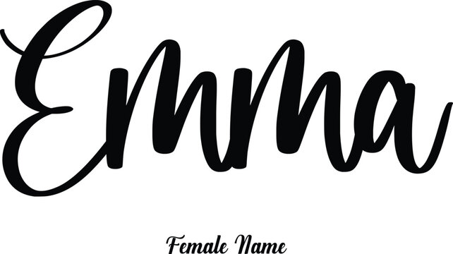 Emma-Female Name Cursive Calligraphy Phrase on White Background