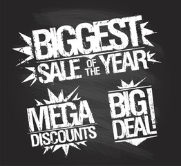 Obraz premium Biggest sale stamp set - biggest sale of the year, mega discounts and big deal stamp