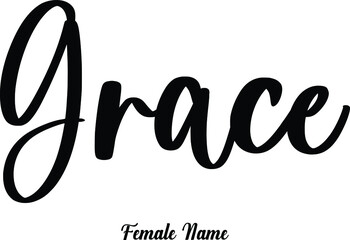 Grace-Female Name Cursive Calligraphy Phrase on White Background