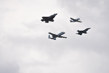 Fototapeta na wymiar Military jets flying in formation at the Air and Sea Show Fort Lauderdale FL