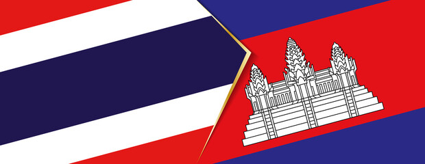 Thailand and Cambodia flags, two vector flags.