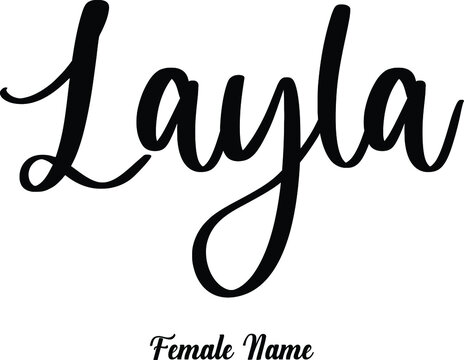 Layla-Female Name Cursive Calligraphy Phrase on White Background
