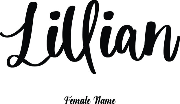 Lillian-Female Name Typography Phrase on White Background