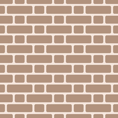 Wall seamless pattern - brick texture. Brown mosaic endless background