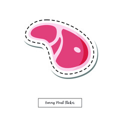Vector image. Sticker of a piece of meat. Funny image to decorate.