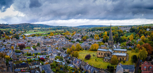 All Saints Church in Bakewell, a small market town and civil parish in the Derbyshire Dales district of Derbyshire,  lying on the River Wye, England © Alexey Fedorenko
